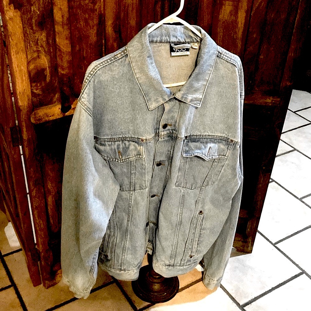 Denim jacket- excellent used condition, some distress/wear visible
